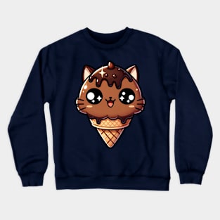 chocolate ice cream kitty cone Crewneck Sweatshirt